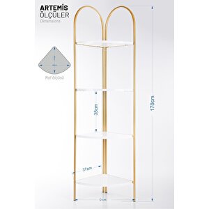 Artemi̇s Dekorati̇f Metal Mobi̇lya Gold 4 Katli Ki̇taplik