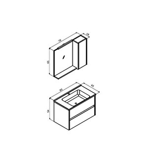 Düden 80 Cm Mdf Çekmeceli Beyaz Banyo Dolabı Takımı