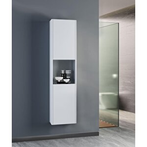 Düden 80 Cm Mdf Çekmeceli Beyaz Banyo Dolabı Takımı Ve Boy Dolabı