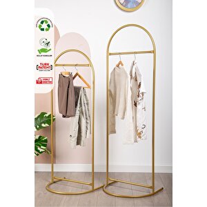 İkiz Metal Konfeksiyon Askılığı Renk Askılık Gold Elbise Askılığı Ayaklı Askılık Kıyafet Askılığı