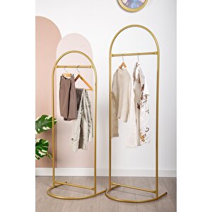 İkiz Metal Konfeksiyon Askılığı Renk Askılık Gold Elbise Askılığı Ayaklı Askılık Kıyafet Askılığı