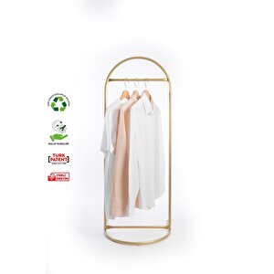 Butik Stil Oval Askılık Konfeksiyon Askılığı Altın Renk Askılık Gold Elbise Askılığı Ayaklı Askılık