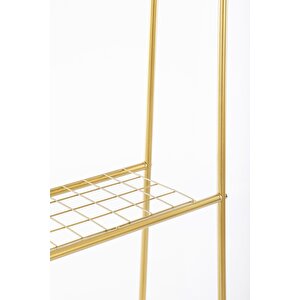 Gold Raflı Metal Ayaklı Askılık Çift Raflı Gold Ayaklı Elbise Askılığı Konfeksiyon Askılığı