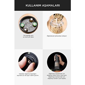 Torima Kymq-44b-bs Siyah Pilli Işıklı Otomatik Yeni Nesil Tuz Karabiber Değirmeni Baharat Öğütücü