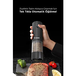 Torima Kymq-44b-bs Siyah Pilli Işıklı Otomatik Yeni Nesil Tuz Karabiber Değirmeni Baharat Öğütücü