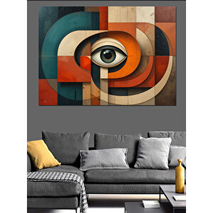 Soyut Geometrik Desen Dekoratif Kanvas - Mdf Ahşap Tablo 70x100 cm
