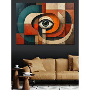 Soyut Geometrik Desen Dekoratif Kanvas - Mdf Ahşap Tablo 70x100 cm