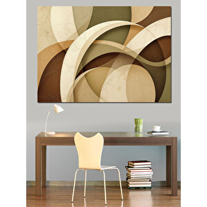 Bej Soyut Dairesel Desen Dekoratif Kanvas - Mdf Ahşap Tablo 100x140 cm