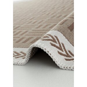 Cool Halı Perla Neo Prn 03 Kahverengi Beyaz Pamuklu Banyo Balkon Kilimi Makinede Yıkanabilir Mutfak Kilim