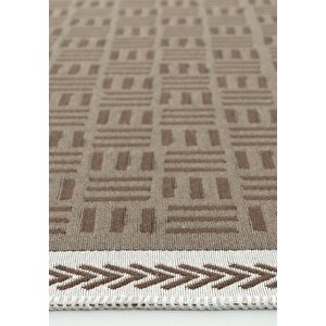 Cool Halı Perla Neo Prn 03 Kahverengi Beyaz Pamuklu Banyo Balkon Kilimi Makinede Yıkanabilir Mutfak Kilim