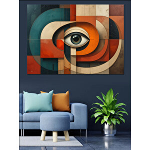 Soyut Geometrik Desen Dekoratif Kanvas - Mdf Ahşap Tablo