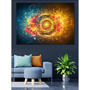 Patlayan Enerji Küresi Deseni Dekoratif Kanvas - Mdf Ahşap Tablo