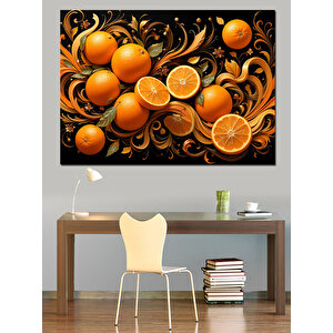 Turuncu Parçalı Portakal Deseni Dekoratif Kanvas - Mdf Ahşap Tablo 35x50 cm