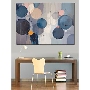 Mavi Gri Geometrik Soyut Desen Dekoratif Kanvas - Mdf Ahşap Tablo