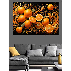 Turuncu Parçalı Portakal Deseni Dekoratif Kanvas - Mdf Ahşap Tablo 70x100 cm