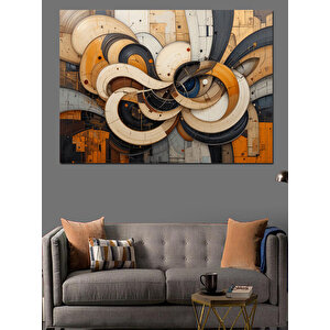 Soyut Geometrik Halka Deseni Dekoratif Kanvas - Mdf Ahşap Tablo 35x50 cm