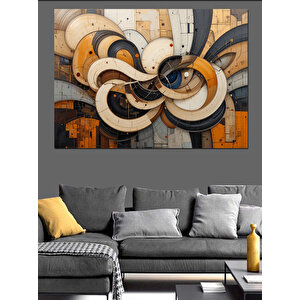 Soyut Geometrik Halka Deseni Dekoratif Kanvas - Mdf Ahşap Tablo