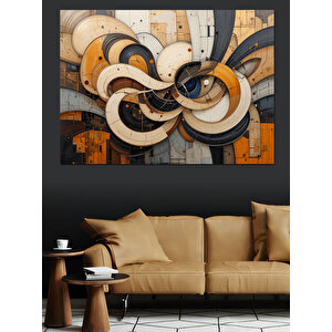 Soyut Geometrik Halka Deseni Dekoratif Kanvas - Mdf Ahşap Tablo