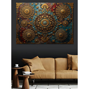 Altın Detaylı Motifli Desen Dekoratif Kanvas - Mdf Ahşap Tablo