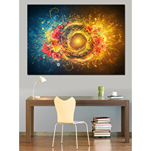 Patlayan Enerji Küresi Deseni Dekoratif Kanvas - Mdf Ahşap Tablo 70x100 cm