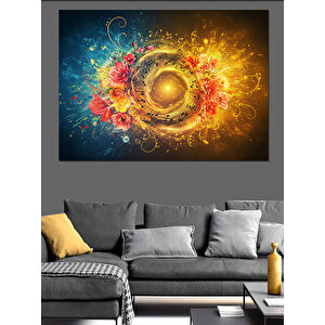 Patlayan Enerji Küresi Deseni Dekoratif Kanvas - Mdf Ahşap Tablo 70x100 cm
