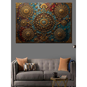 Altın Detaylı Motifli Desen Dekoratif Kanvas - Mdf Ahşap Tablo 25x35 cm