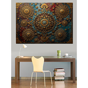 Altın Detaylı Motifli Desen Dekoratif Kanvas - Mdf Ahşap Tablo 25x35 cm