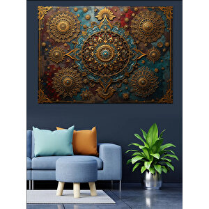 Altın Detaylı Motifli Desen Dekoratif Kanvas - Mdf Ahşap Tablo