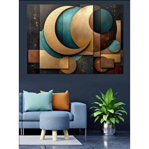 Soyut Geometrik Desen Sanatı Dekoratif Kanvas - Mdf Ahşap Tablo 70x100 cm