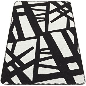 Cool Halı Perla Neo Prn 05 White Black Pamuklu Banyo Balkon Kilimi Makinede Yıkanabilir Mutfak Kilim