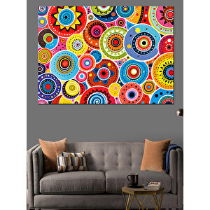 Renkli Dairesel Soyut Desen Dekoratif Kanvas - Mdf Ahşap Tablo