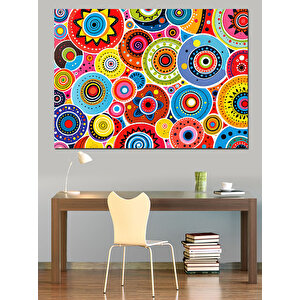 Renkli Dairesel Soyut Desen Dekoratif Kanvas - Mdf Ahşap Tablo