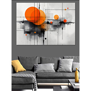 Soyut Turuncu Geometrik Desen Dekoratif Kanvas - Mdf Ahşap Tablo 35x50 cm