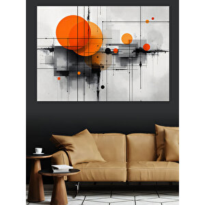 Soyut Turuncu Geometrik Desen Dekoratif Kanvas - Mdf Ahşap Tablo 35x50 cm