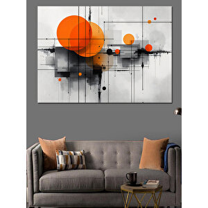 Soyut Turuncu Geometrik Desen Dekoratif Kanvas - Mdf Ahşap Tablo