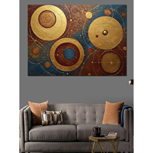 Dairesel Geometrik Sanatsal Desen Dekoratif Kanvas - Mdf Ahşap Tablo 100x140 cm