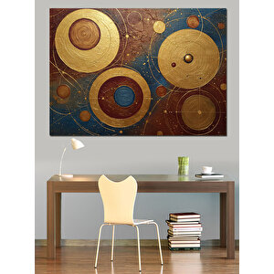 Dairesel Geometrik Sanatsal Desen Dekoratif Kanvas - Mdf Ahşap Tablo 100x140 cm
