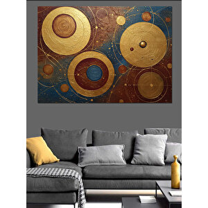 Dairesel Geometrik Sanatsal Desen Dekoratif Kanvas - Mdf Ahşap Tablo 100x140 cm