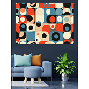 Retro Renkli Desen Kompozisyonu Dekoratif Kanvas - Mdf Ahşap Tablo 25x35 cm