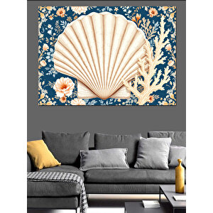 Deniz Kabukları Deseni Dekoratif Kanvas - Mdf Ahşap Tablo 70x100 cm