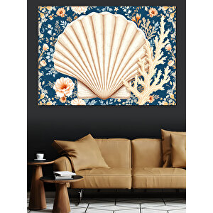 Deniz Kabukları Deseni Dekoratif Kanvas - Mdf Ahşap Tablo 100x140 cm