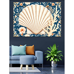 Deniz Kabukları Deseni Dekoratif Kanvas - Mdf Ahşap Tablo