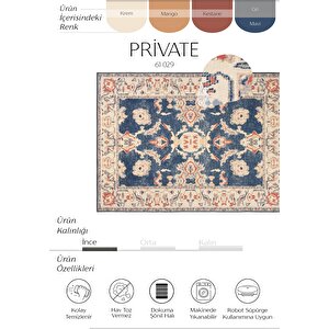 Private Krem Eskitme Vintage Halı Yolluk Etnik Desenli Şönil Halı Yıkanabilir Salon Halısı 95x200 cm