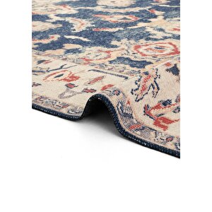 Cool Halı Private Krem Eskitme Vintage Halı Yolluk Etnik Desenli Şönil Halı Yıkanabilir Salon Halısı