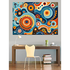 Renkli Dairesel Soyut Desen Dekoratif Kanvas - Mdf Ahşap Tablo 50x70 cm