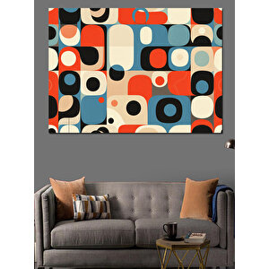 Retro Renkli Desen Kompozisyonu Dekoratif Kanvas - Mdf Ahşap Tablo 70x100 cm
