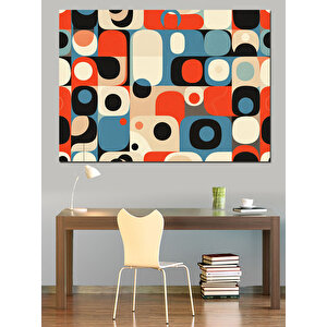 Retro Renkli Desen Kompozisyonu Dekoratif Kanvas - Mdf Ahşap Tablo 70x100 cm