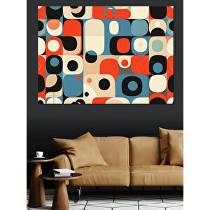 Retro Renkli Desen Kompozisyonu Dekoratif Kanvas - Mdf Ahşap Tablo