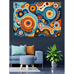 Renkli Dairesel Soyut Desen Dekoratif Kanvas - Mdf Ahşap Tablo 100x140 cm