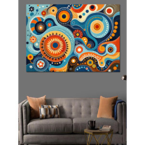 Renkli Dairesel Soyut Desen Dekoratif Kanvas - Mdf Ahşap Tablo 100x140 cm
